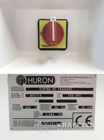 Typenschild Bearbeitungszentrum HURON VX6 APC bei KRAFFTER 90072